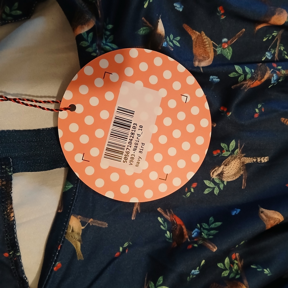 NWT Dolly And Dotty Navy Bird Print Brenda Midi Dress - Picture 5 of 5